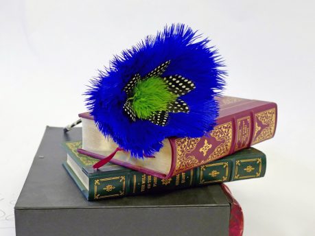 Pen made with blue and green Ostrich feathers
