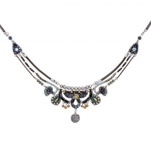 Intricate designer necklace made using a combination of beads, crystals, embroidery and textiles