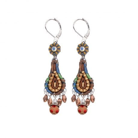 Ayala Bar designer dangly earrings with beads, crystals and embroidery