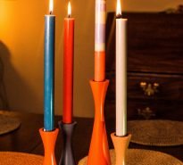 colourful- wooden- hand turned -candlesticks