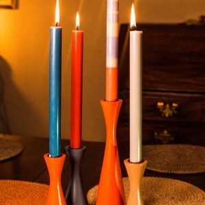 colourful- wooden- hand turned -candlesticks