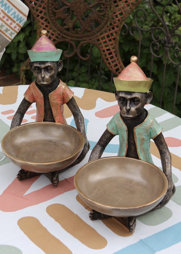 Decorative and practical original hand-painted monkey bowls made in UK exclusive to Something Different